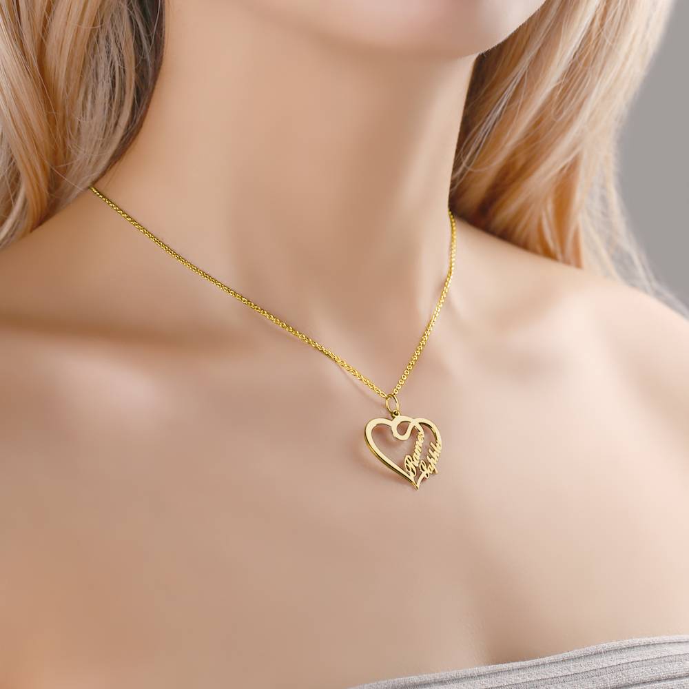 Personalized Couple Overlapping Heart Two Names Necklace