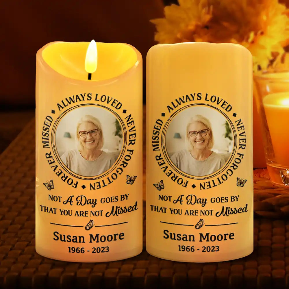 "No Longer by My Side, Always in My Heart – Custom Memorial LED Candle with Wings – Tribute Gift for Memorial Day or Anniversary"
