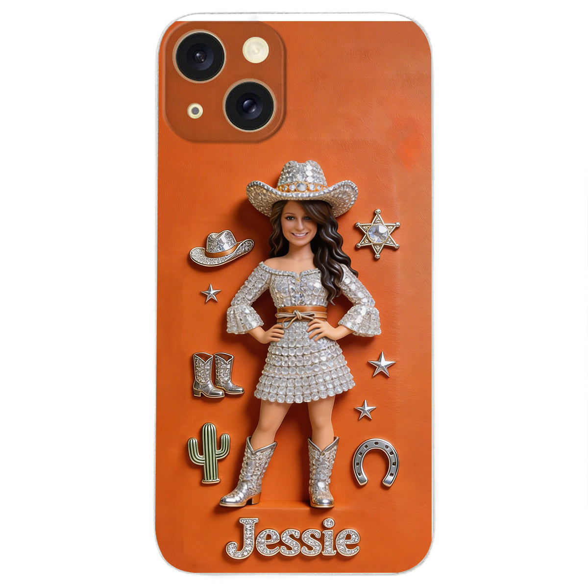 Cowgirl Spirit - Personalized Cowgirl 3D Embossed Leather Phone Case