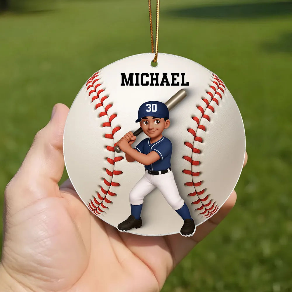 Baseball Softball Girl Boy 3D Effect - Personalized Acrylic Ornament