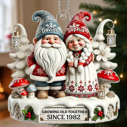 Personalized Christmas Ornament with Elderly Couple, Holiday Gift