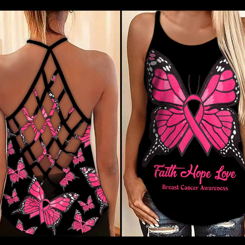 Faith Hope Love - Breast Cancer Awareness Cross Tank Top