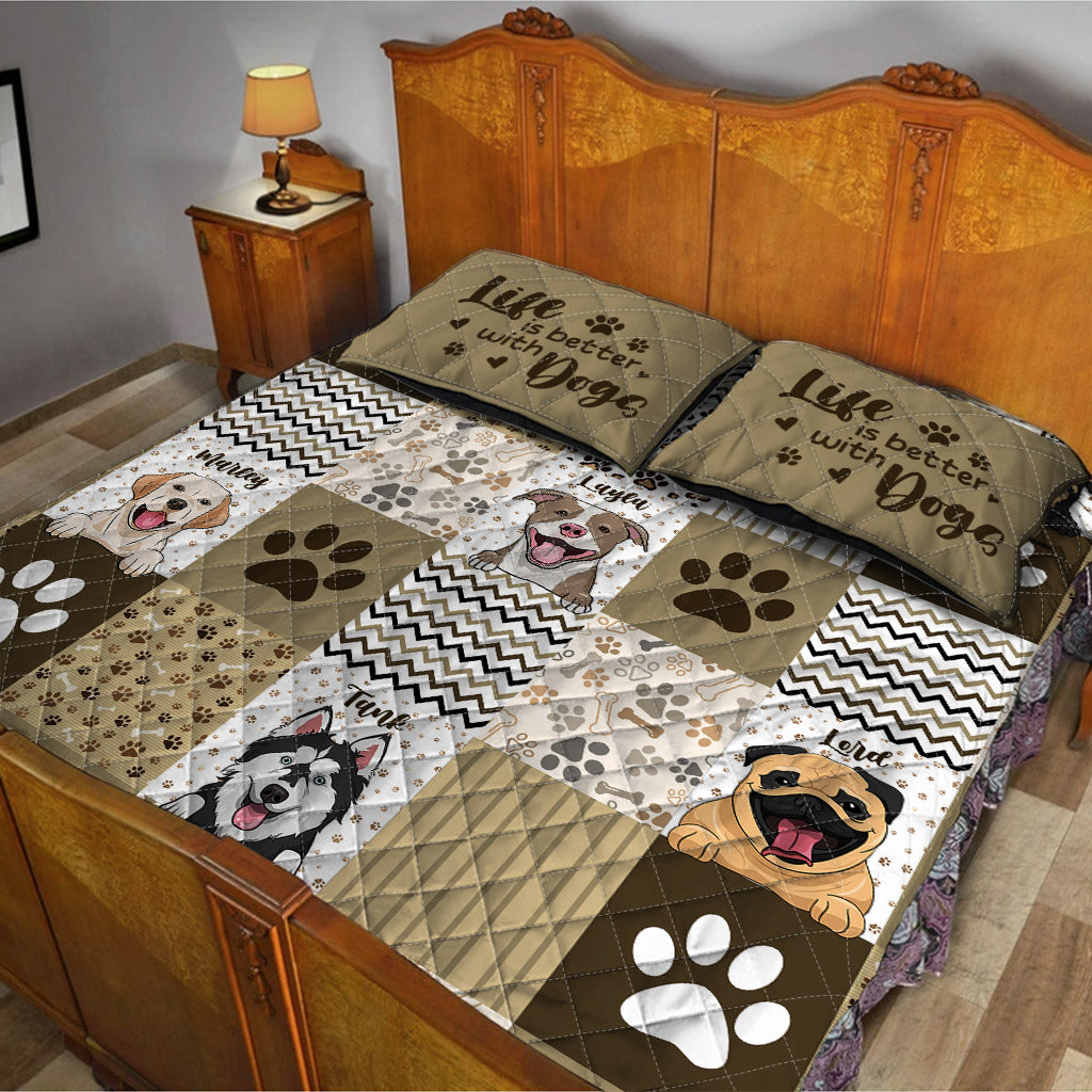 Cute Patterns Personalized Portrait Pets - Gift for dog lovers - Personalized Quilt Set
