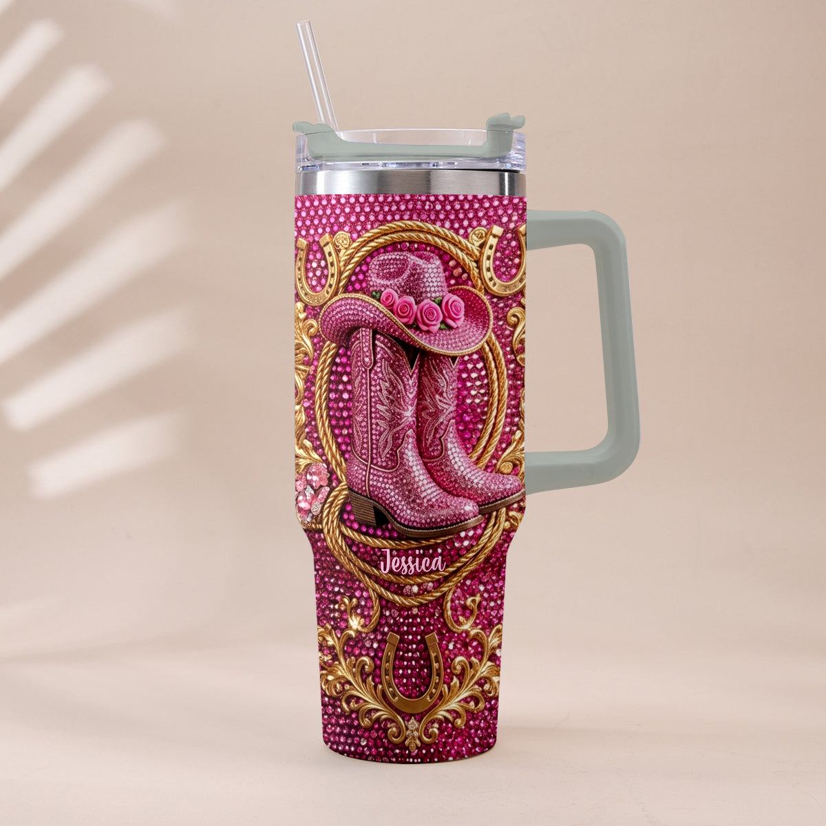 Cowgirl Boots - Personalized Cowgirl Tumbler With Plush Charm