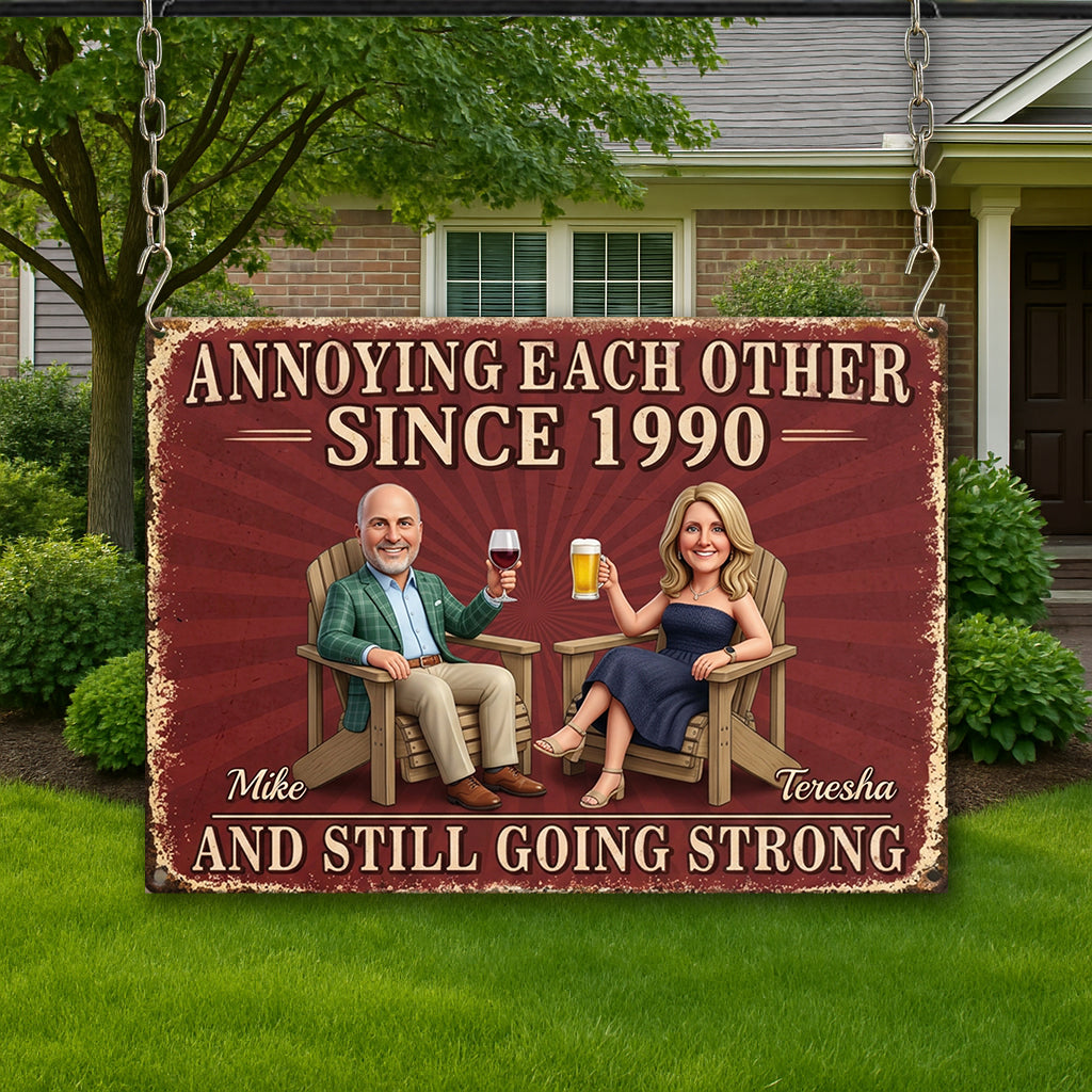 Annoy Each Other Since - Personalized Couple Rectangle Metal Sign