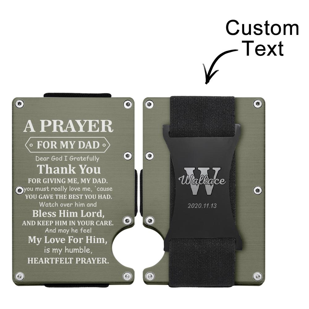 A Prayer For My Dad - Personalized Memorial Engraved Metal RFID Blocking Card Holder