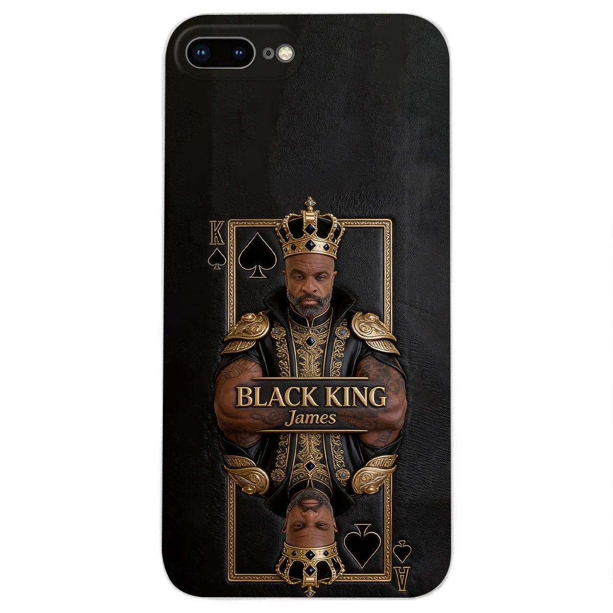 Black King - Personalized African American 3D Embossed Leather Phone Case