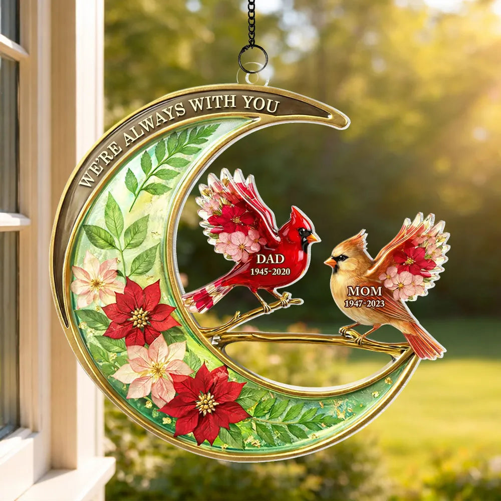 I'm Always With You Cardinal Acrylic Suncatcher Ornament, Personalized Remembrance Window Hanging, Thoughtful Gift for Family