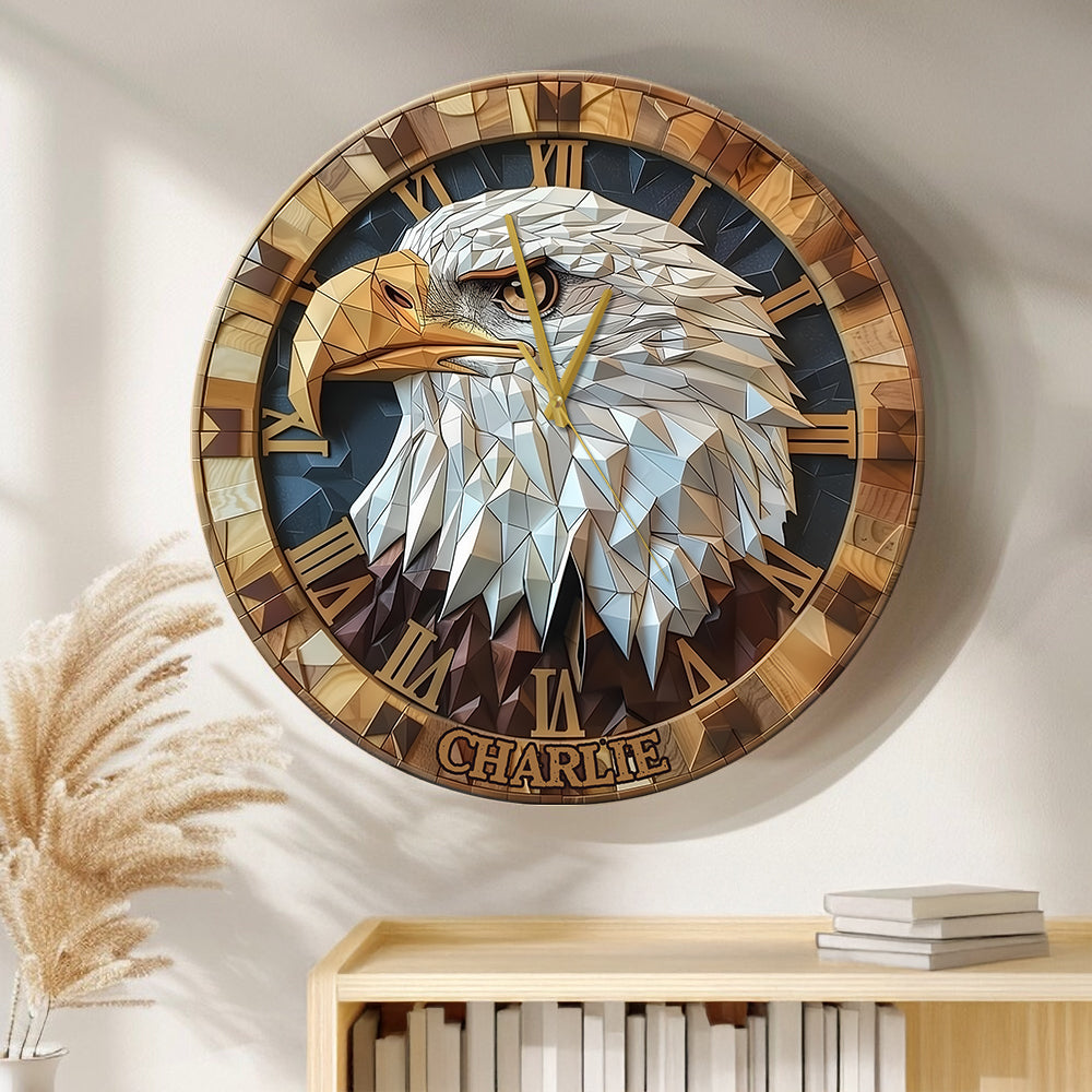 Love Bald Eagle - Personalized Bald Eagle Wall Clock