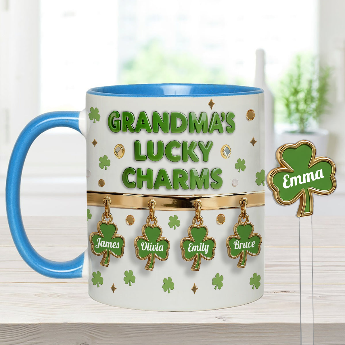 Grandma's Lucky Charms - Personalized Grandma Set Accent Mug With Acrylic Stirrers
