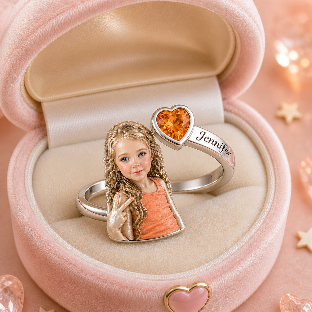 Kid's Birthday Keepsake - Personalized Kid Adjustable Shaped Ring