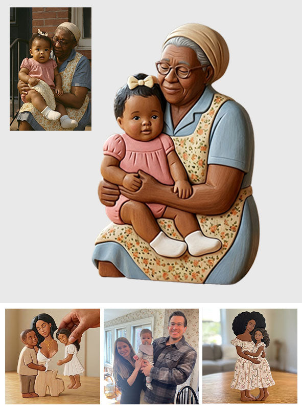 Custom Family Puzzle Piece - Personalized Grandma Shaped Wooden Puzzle