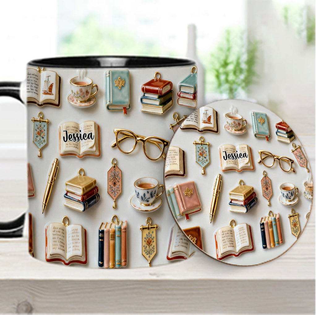 Just A Girl Who Loves Books - Personalized Book Accent Mug & Coaster