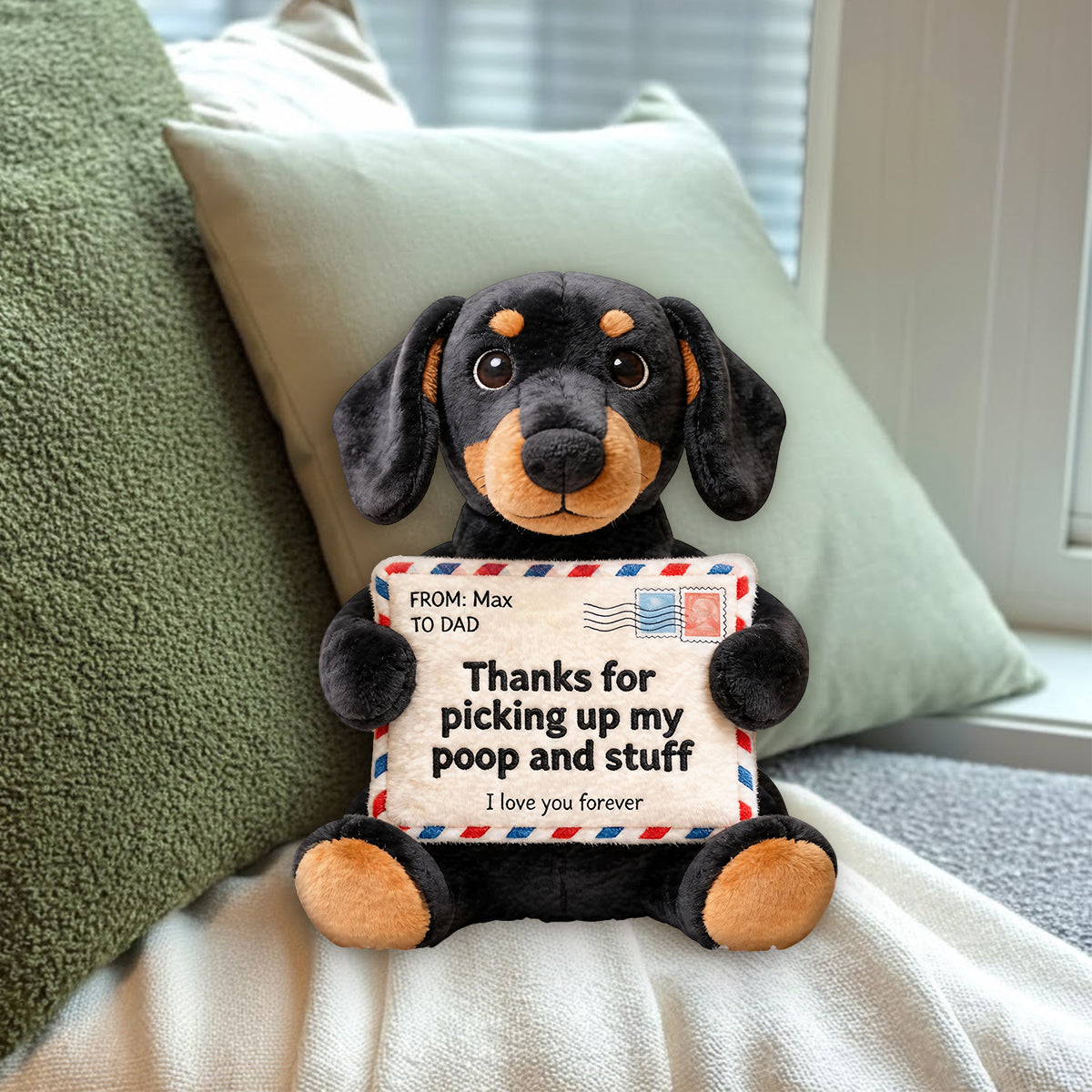 Letter For Dad And Mom - Personalized Dog Premium Faux Fur Pillow