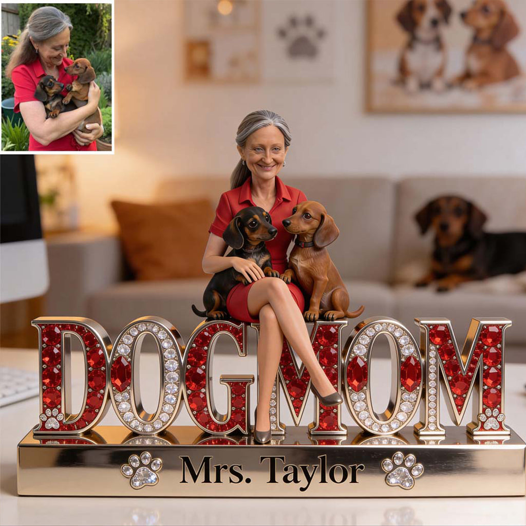 Bling Dog Mom - Personalized Dog Custom Shaped Acrylic Plaque