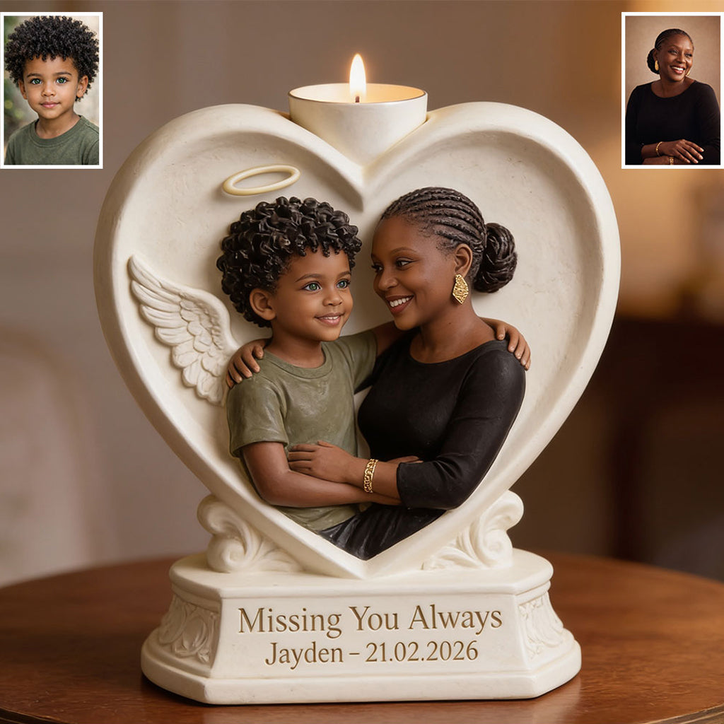In Loving Memory - Personalized Memorial Custom Shape Wooden Candle Holder