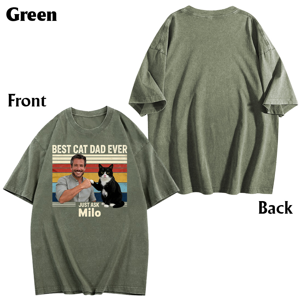 Best Cat Dad Ever - Personalized Cat Wash T-Shirt