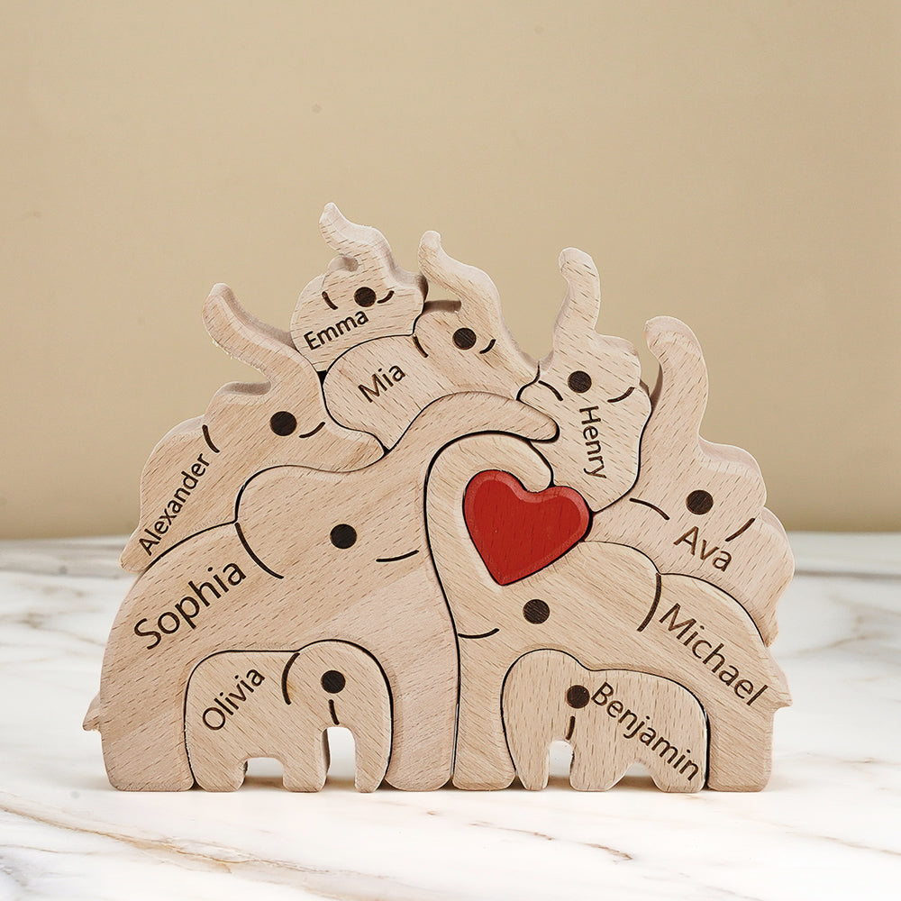 Elephant Family - Personalized Family Wooden Puzzle