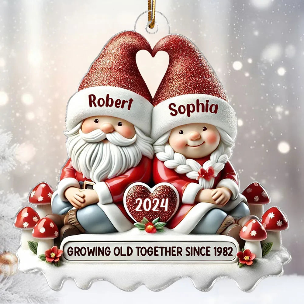 Santa Couple Acrylic Ornament with Heart - Festive Christmas Tree Decor, romantic keepsake, a unique creative gift for couples