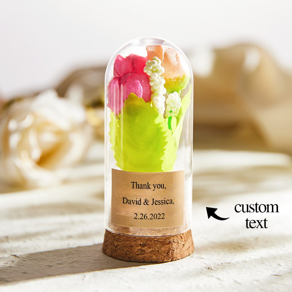 Any Texts - Personalized Glass Flower Cloche Dome
