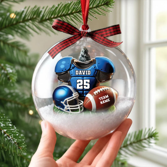 Acrylic Snow Globe Ornament with 3D Christmas Tree Inside, Clear Holiday Hanging Decor, Creative Gift for Him, Kids, Friends & Sports Fans