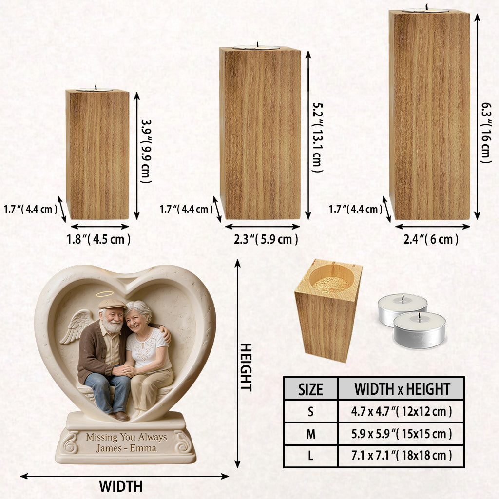 In Loving Memory - Personalized Memorial Custom Shape Wooden Candle Holder