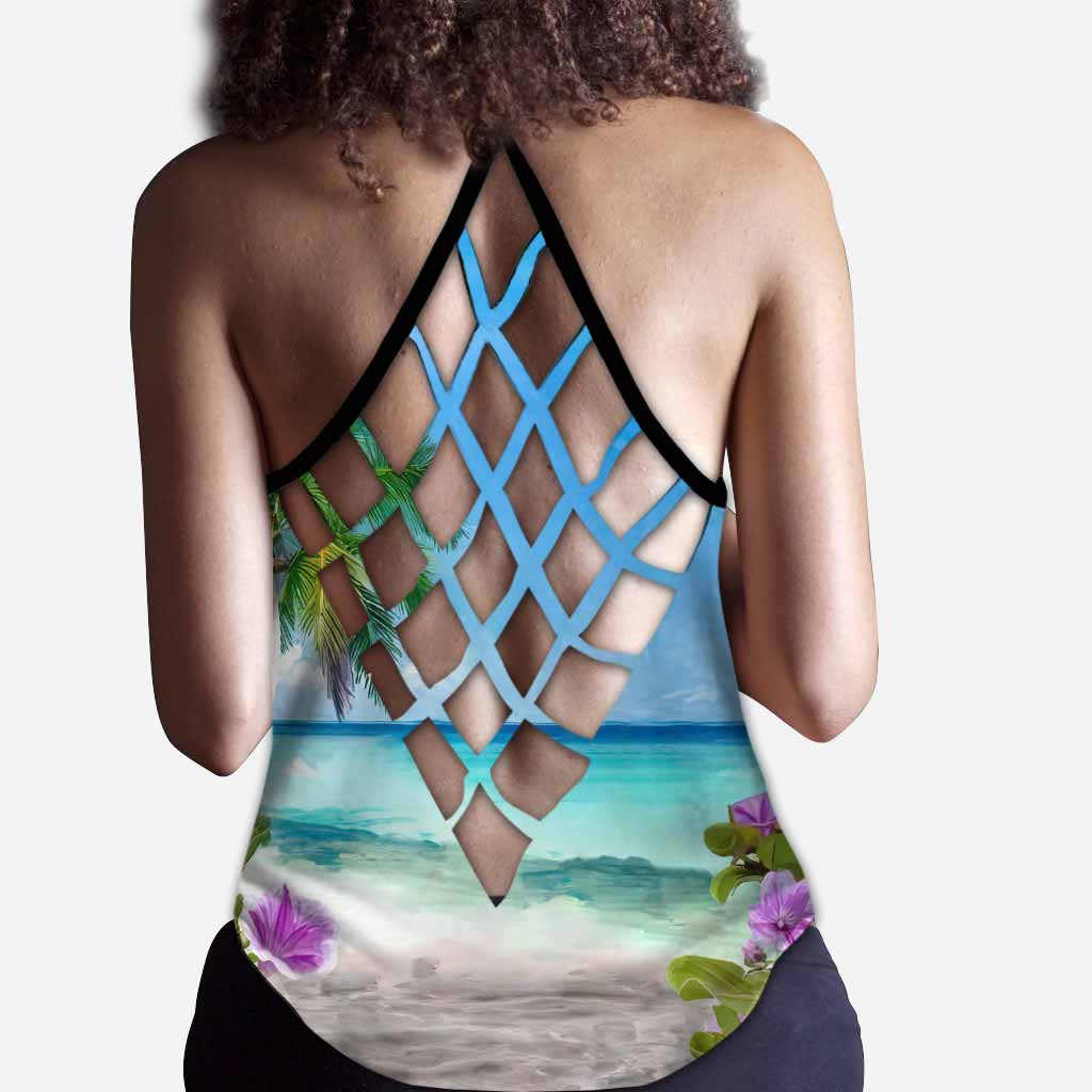 Everything Is Fine When There Is Sunshine - Personalized Sea Lover Cross Tank Top