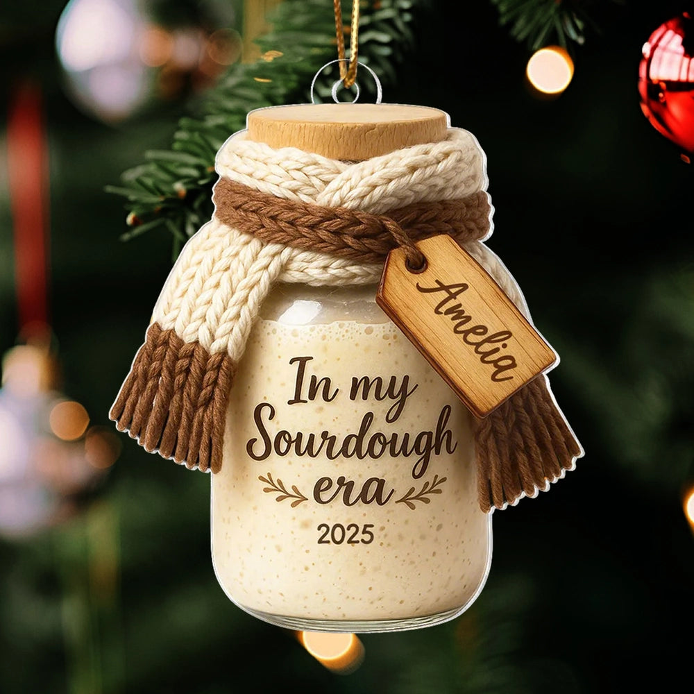 Personalized Acrylic Ornament In My Sourdough Era Cute Jar Design Christmas Tree Decor Unique Gift for Bakers