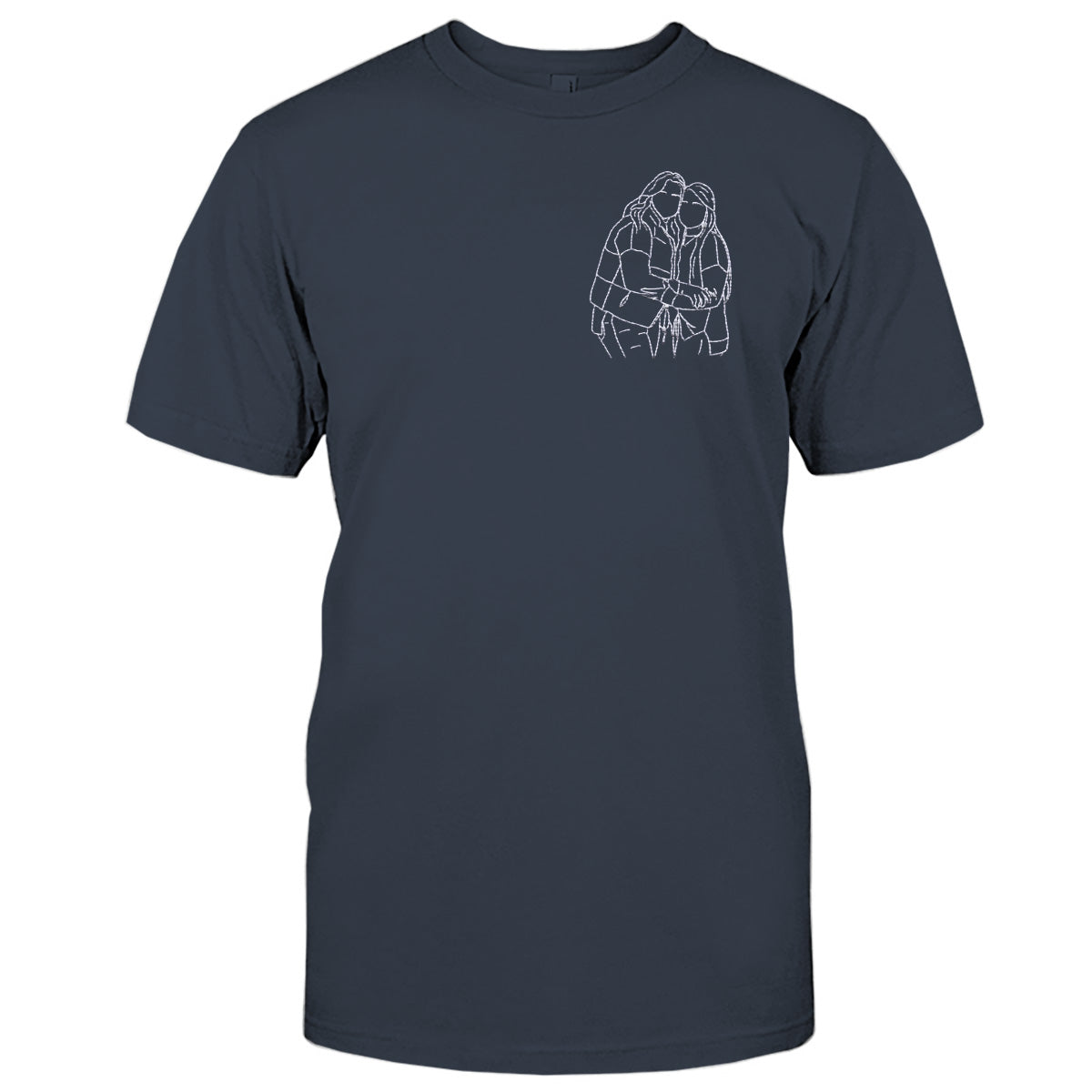 Custom Line Art - Personalized Sibling Embroidered T-shirt