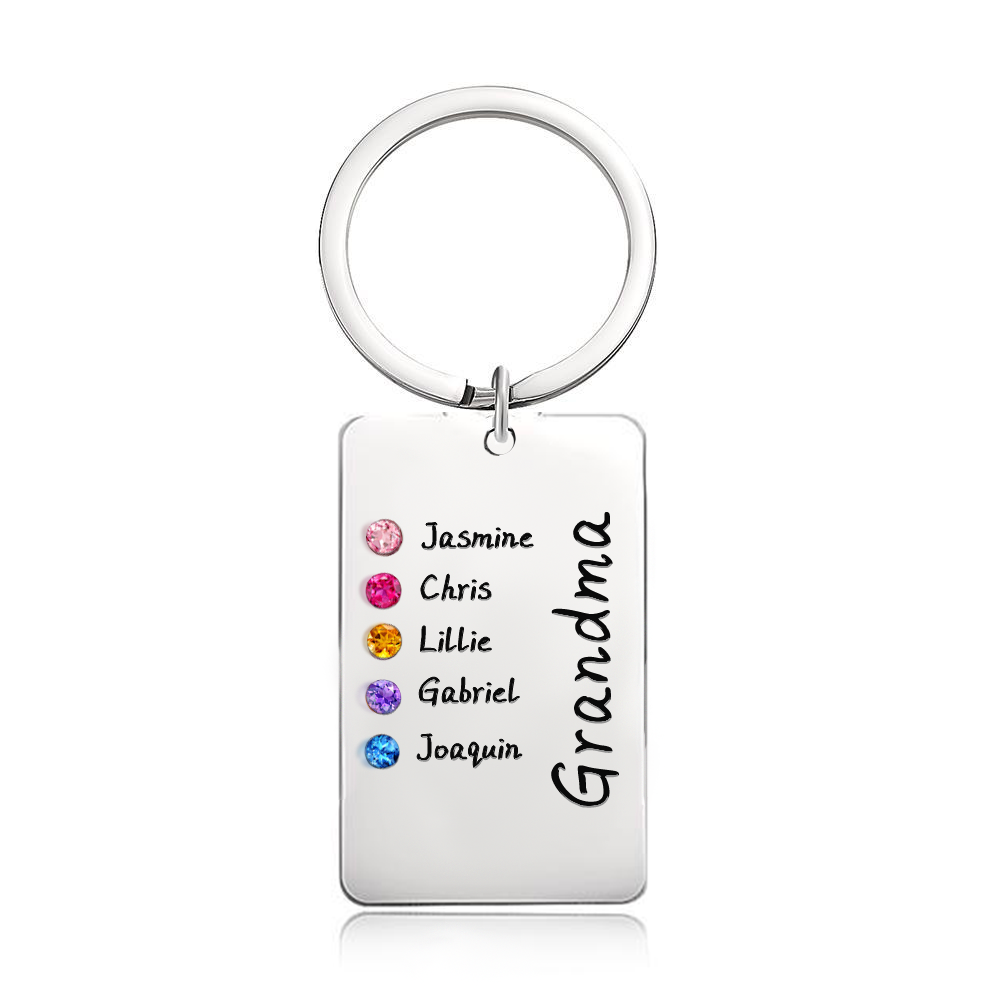 Custom Birthstone For Grandma, Mom - Gift for grandma, mom - Personalized Birthstone Keychain