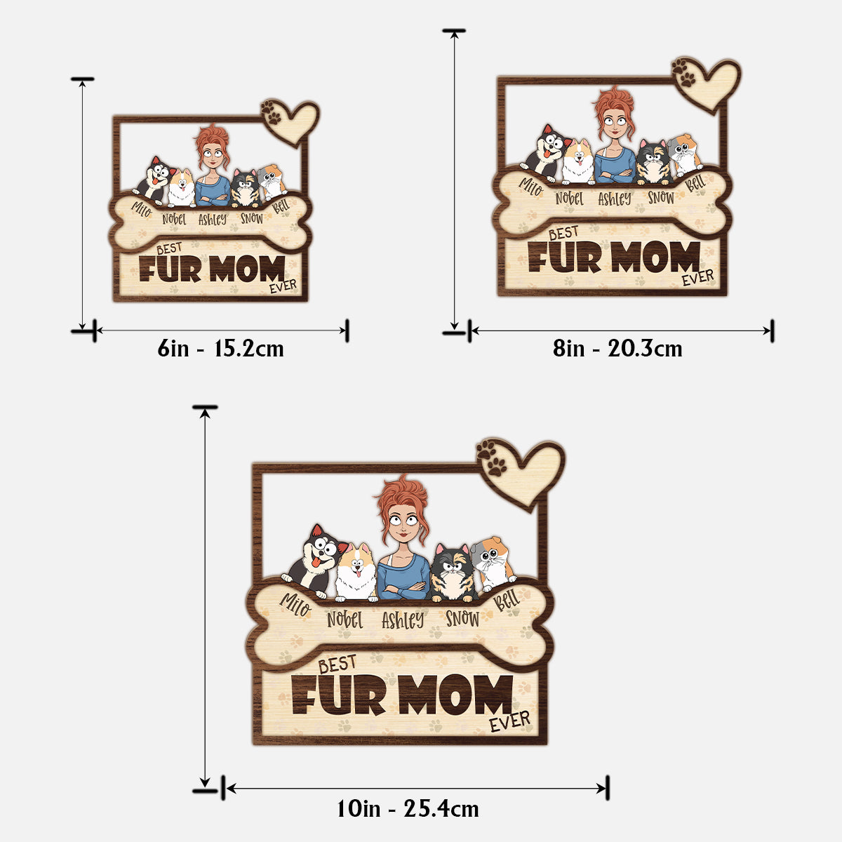 Best Fur Mom Dad Ever - Personalized Dog 2 Layered Wood Sign / Wood Plaque