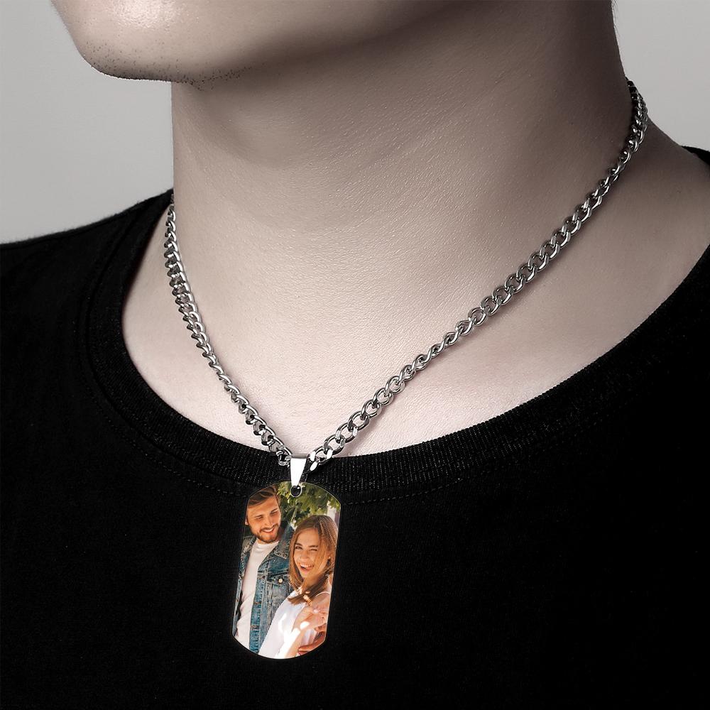 I Love You - Personalized Couple Steel Dog Tag Picture Necklace