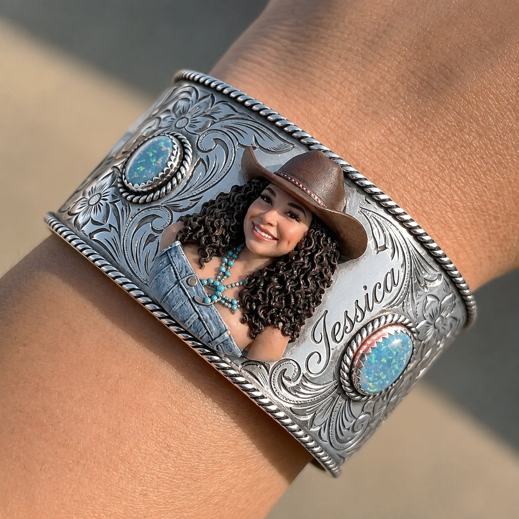 Cowgirl Must-Have - Personalized Cowgirl Shaped Cuff Bracelet