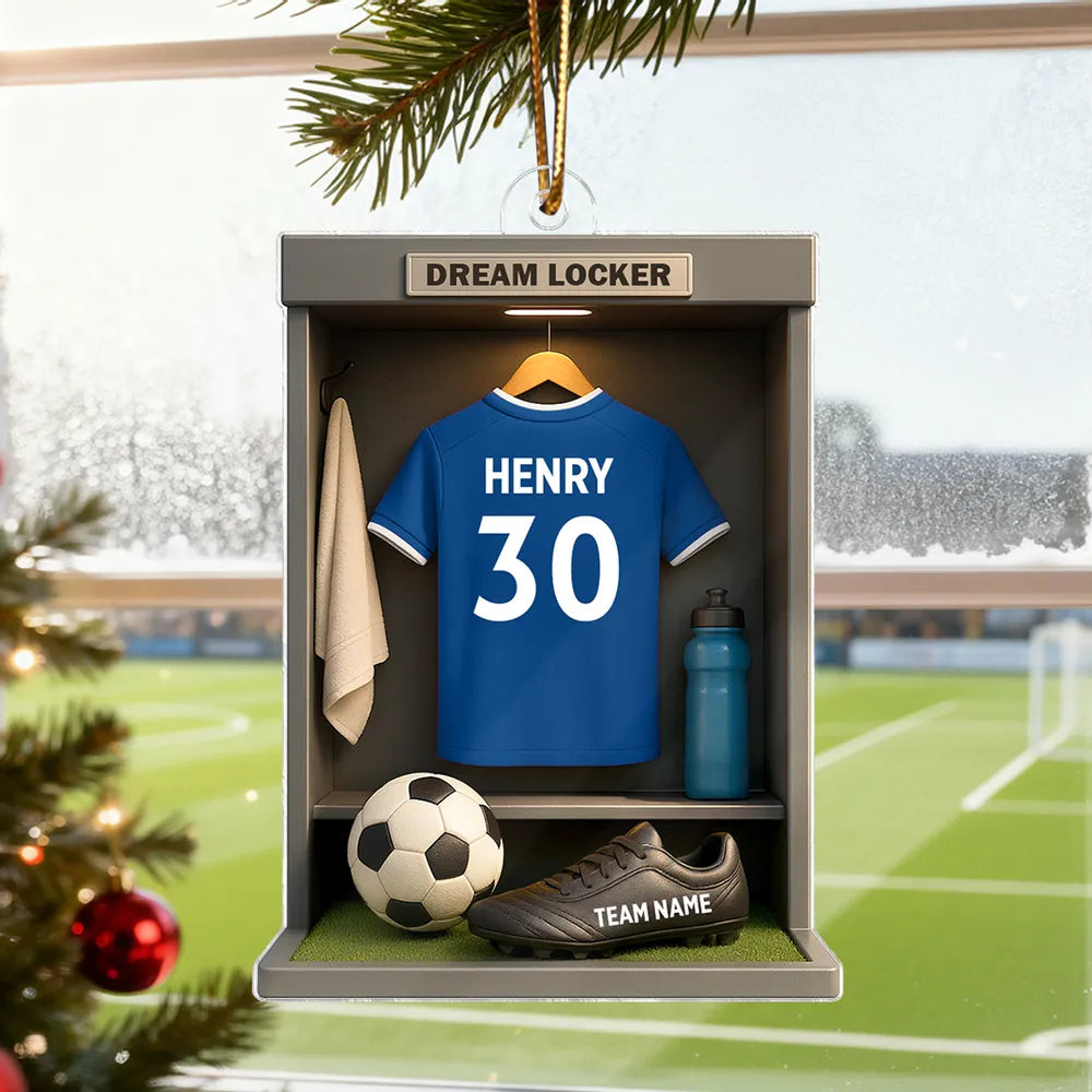 Soccer Locker Acrylic Ornament – Perfect Holiday Gift for Soccer Lovers & Players