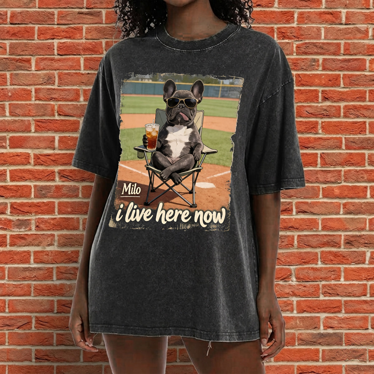 Custom Any Photo I Live Here Now - Personalized Dog Wash T-Shirt