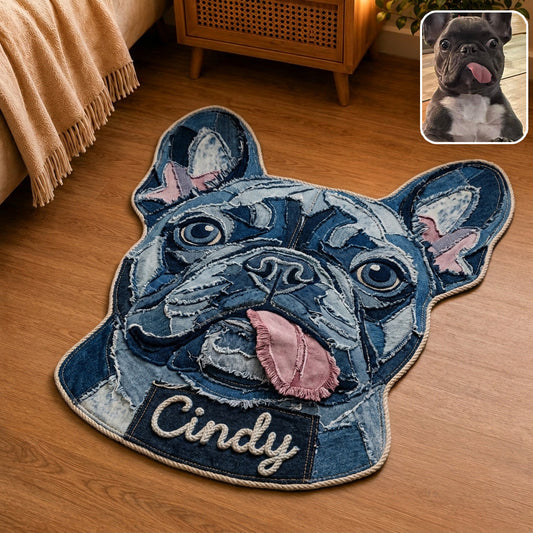 Denim Style Pet Rug - Personalized Dog Non-Slip Tufted Rug