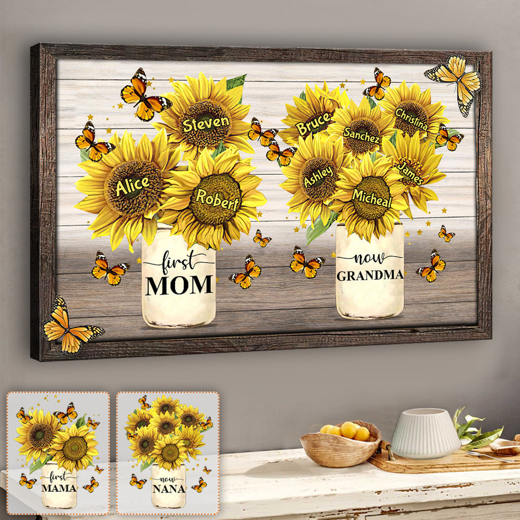 First Mom Now Grandma - Personalized Grandma Canvas And Poster