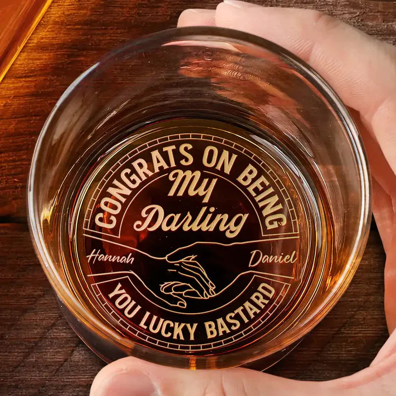 Personalized Engraved Whiskey Glass Congrats On Being My Husband Funny Bar Gift, Classic Look for Him