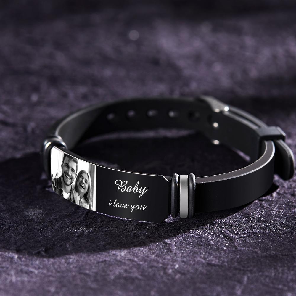 Any Photo And Message - Personalized Photo Engraved Bracelet