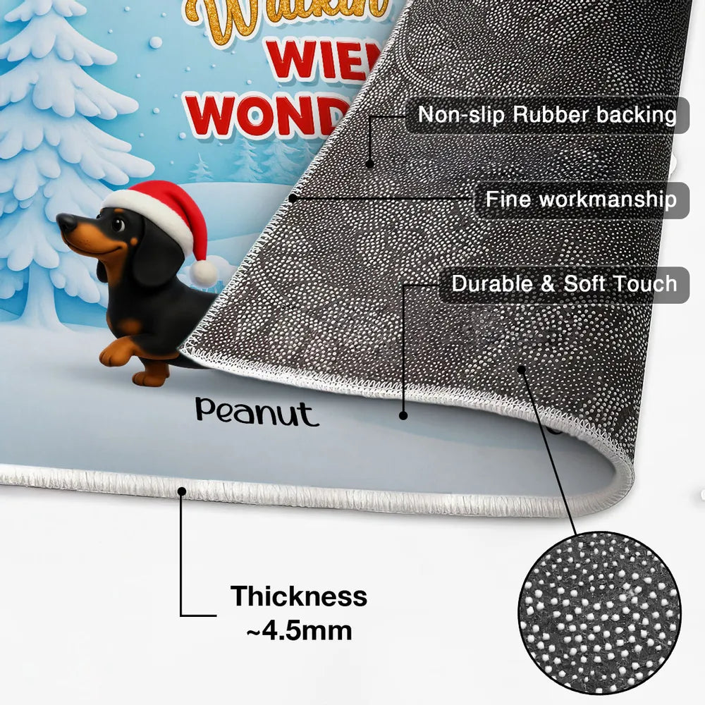 Personalized Dachshund Standard Doormat Christmas Entryway Decor, Walkin in a Wiener Wonderland, Unique Holiday Gift for Dog Lovers