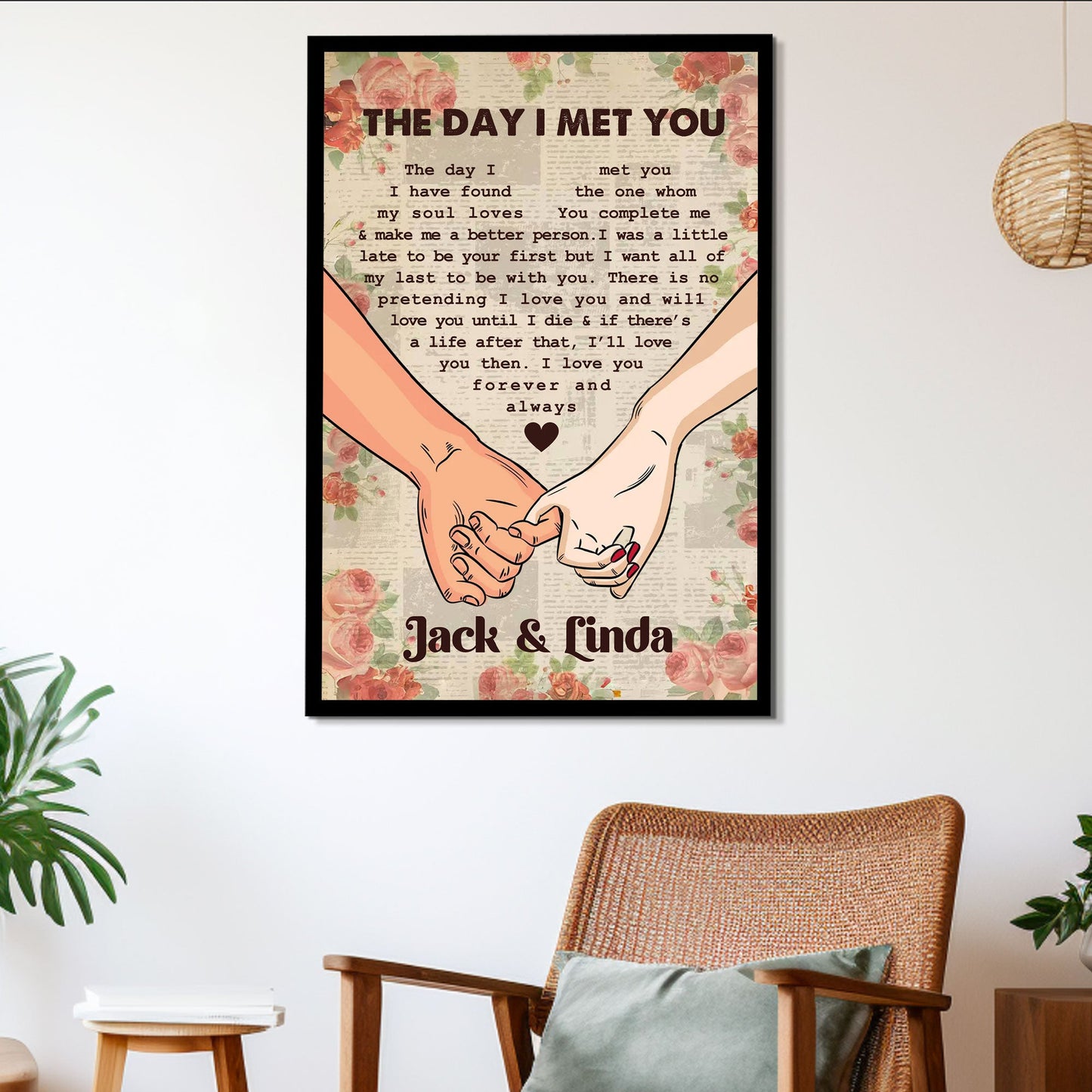 Couple Holding Hands Custom Vertical Poster – "Forever Love" Perfect Romantic Holiday Gift