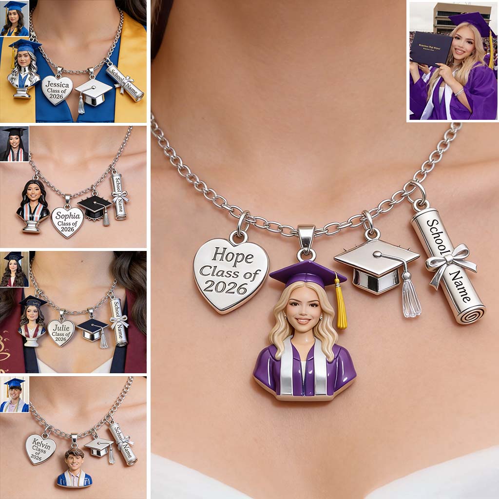 Class Of 2026 - Personalized Graduation Metal Necklaces With Pendants
