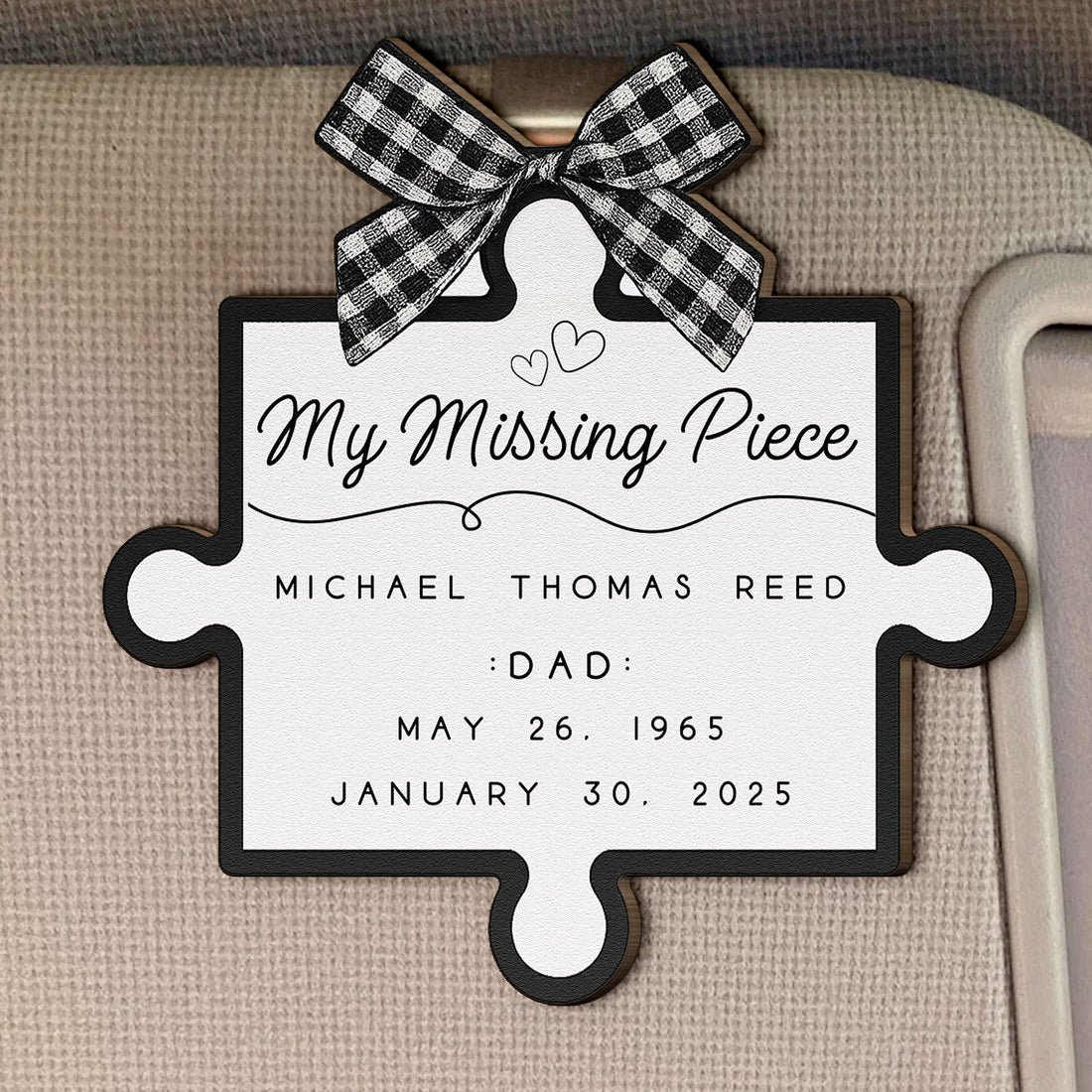Personalized Wooden Car Visor Clip My Missing Piece Puzzle Keepsake for Mom or Dad, Unique Memorial Gift for Daily Drives