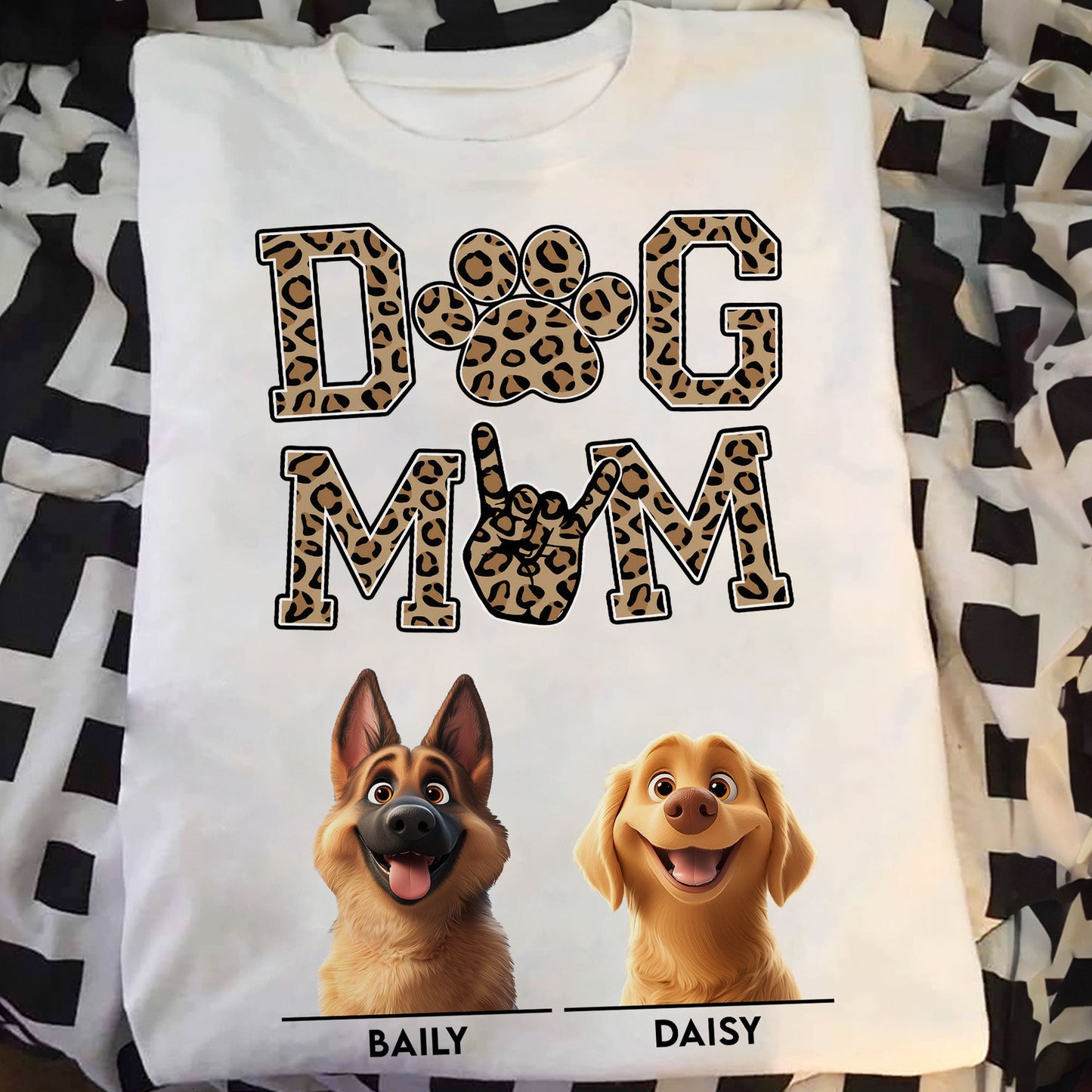 Personalized Dog Mom T-Shirt with Custom Dog Faces