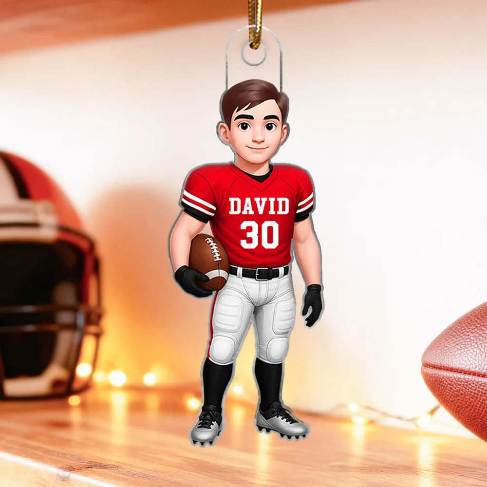 Personalized Football Player Acrylic Ornament, High-Quality Print, Gift-Ready Keepsake for Athletes
