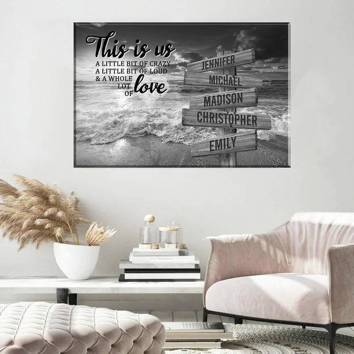 Ocean Sunset Personalized "THIS IS US" Multi-Names Premium Canvas Poster