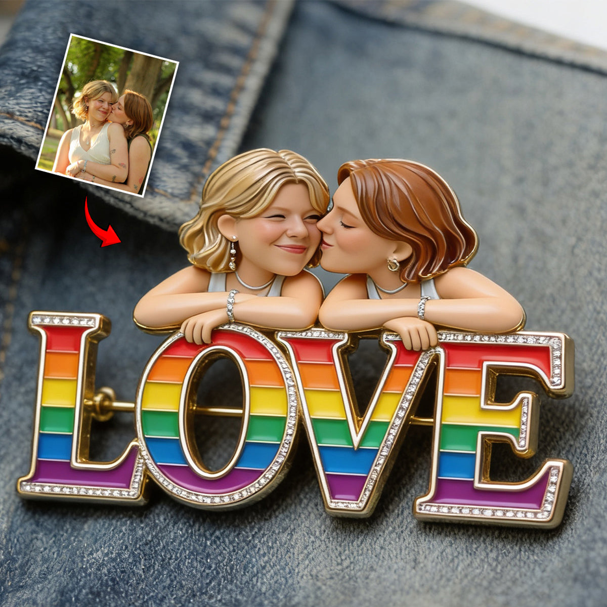 Custom Any Photo - Personalized LGBT Support 3D Embossed Enamel Pin