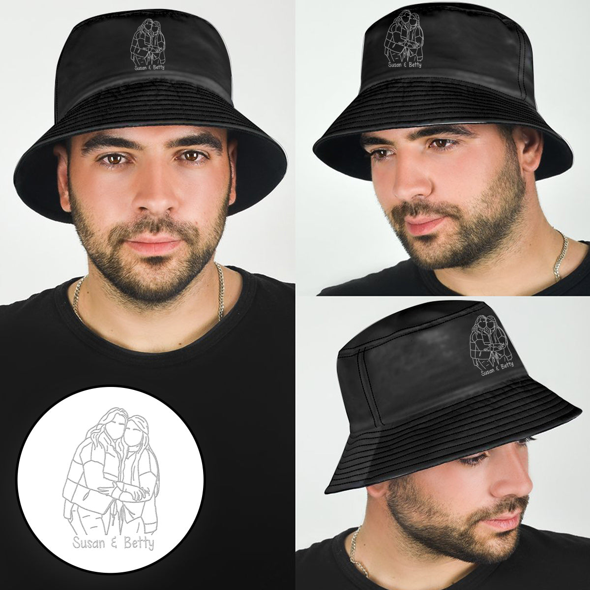 Custom Photo - Personalized Bestie Embroidered Bucket Hat