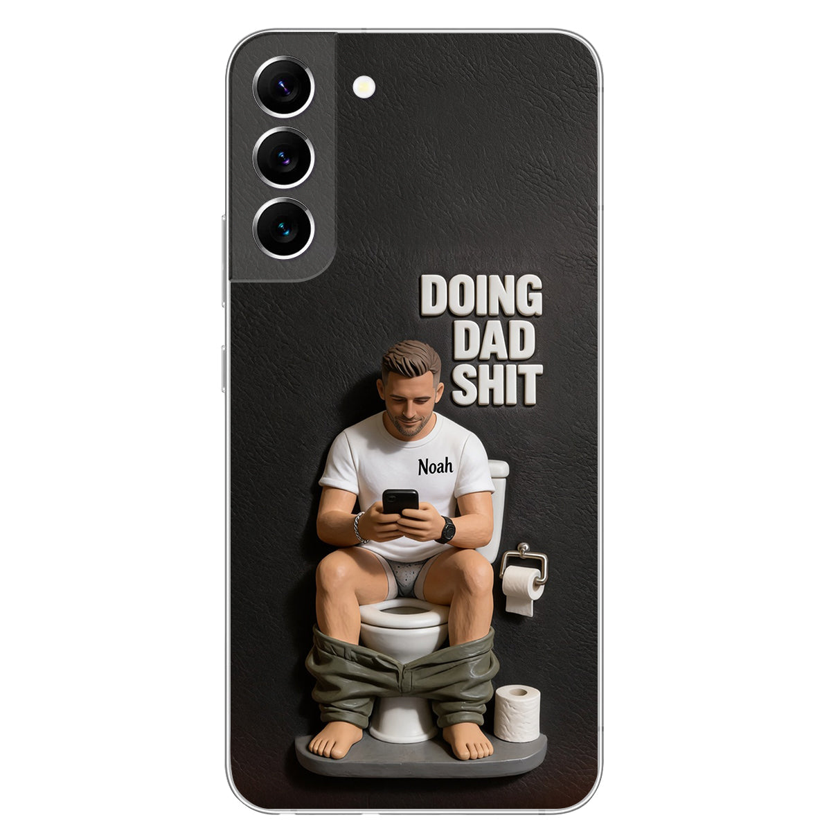 Doing Dad Shit - Personalized Father 3D Embossed Leather Phone Case