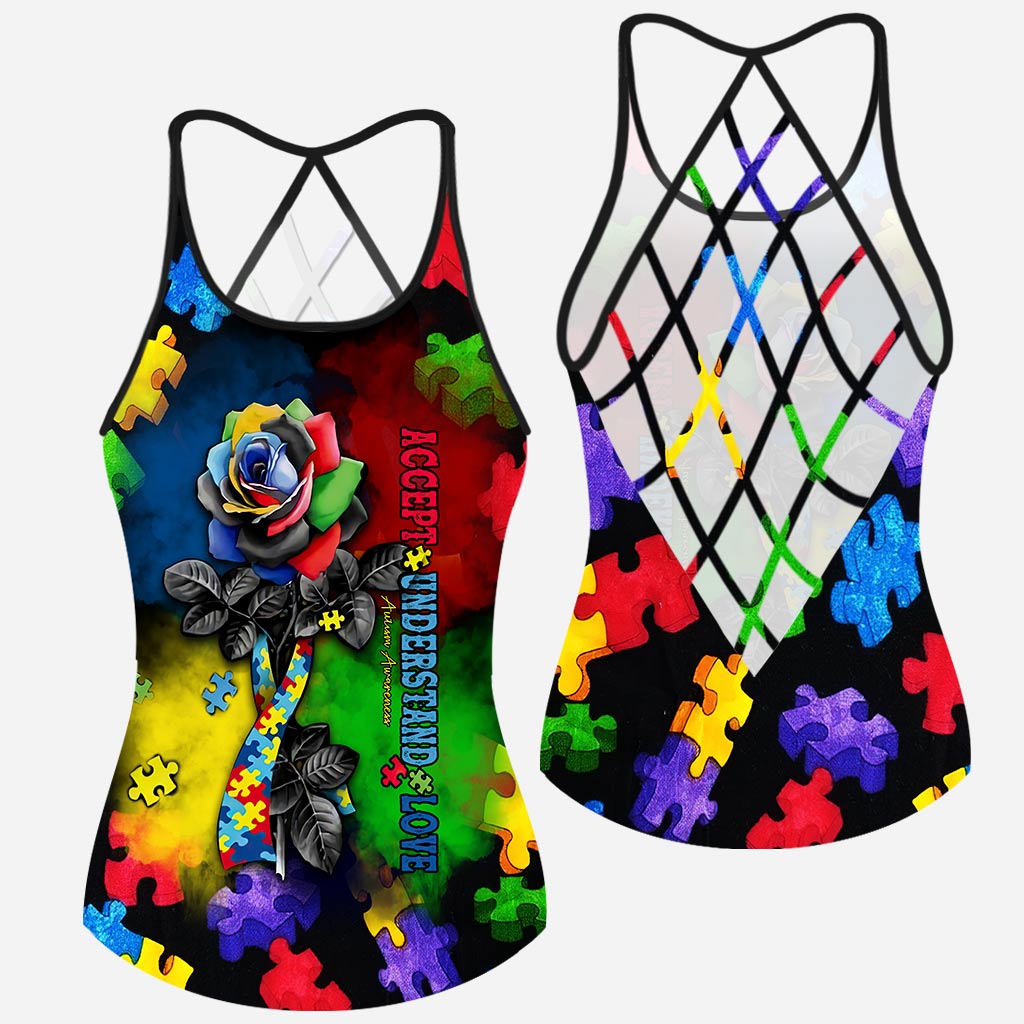 Autism Love - Autism Awareness Cross Tank Top 0921